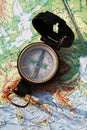 Army compass and the map