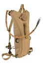 Army drinking system for a soldier, a backpack with a water tank and a hose, on a white background Royalty Free Stock Photo
