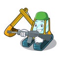 Army excavator character cartoon style