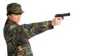 Army girl holding gun Royalty Free Stock Photo