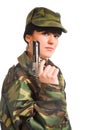 Army girl holding gun Royalty Free Stock Photo