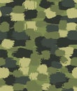 Army Hand drawn doodle pattern seamless. Military Abstract modern trendy background. Green protective vector texture
