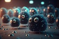 Army of harmful germs and bacteria created with Generative AI technology Royalty Free Stock Photo