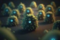 Army of harmful microbes and bacteria created with Generative AI technology Royalty Free Stock Photo