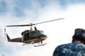 Army Helicopter is landing on the open field Royalty Free Stock Photo