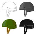 Army helmet icon in cartoon style isolated on white background. Military and army symbol stock vector illustration