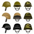 Army helmet soldier mockup set, realistic style