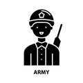 army icon, black vector sign with editable strokes, concept illustration Royalty Free Stock Photo
