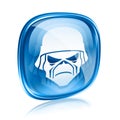 Army icon blue glass, isolated