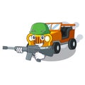 Army jeep car isolated with the cartoon