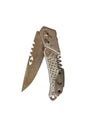 Army knife multitool fish looking isolated white background