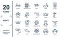 army linear icon set. includes thin line army boat, explosion, in, pistol, army car, glock, barbed wire icons for report,