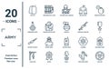 army linear icon set. includes thin line dog tag, submarine front view, bayonet on rifle, execution, nuclear, grenade, shoulder