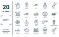 army linear icon set. includes thin line terrorist, combat, militar radar, submarine, missile, naval, military robot machine icons Royalty Free Stock Photo