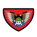 Army logo Skull. Soldiers badge. Military emblem. Wings and weapons