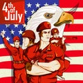 Army man on 4th of July Happy Independence Day America background Royalty Free Stock Photo