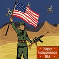 Army man on 4th of July Happy Independence Day America background Royalty Free Stock Photo