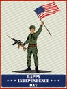 Army man on 4th of July Happy Independence Day America background Royalty Free Stock Photo