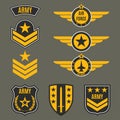 Army and military badge set. Shields with army emblem. Vector illustration. Royalty Free Stock Photo