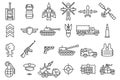 Army and military icon set. War equipment sign. Flat style vector illustration isolated on white background Royalty Free Stock Photo