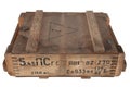 Army 5,45mm ammunition wooden crate. Text in russian - type of ammunition, projectile caliber, projectile type, number of pieces