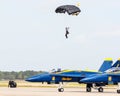 Army parachutist drops in at 2015 MCAS. Royalty Free Stock Photo