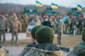 Army parade, military uniform soldier row march