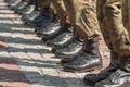 Army parade - soldiers standing in camouflage military uniform Royalty Free Stock Photo