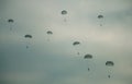 Army paratroopers jumping at air war action Royalty Free Stock Photo