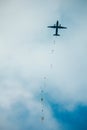 Army paratroopers jumping at air war action Royalty Free Stock Photo