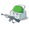 Army printer character cartoon style