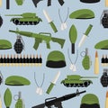 Army seamless pattern. Arms background. Tanks and hand grenade. Royalty Free Stock Photo