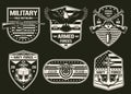 Army set sticker monochrome vintage Royalty Free Stock Photo