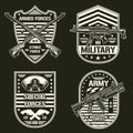 Army set vintage monochrome emblem Royalty Free Stock Photo