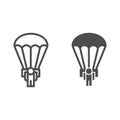 Army skydiver line and solid icon. Parachute jump, parachutist soldier symbol, outline style pictogram on white Royalty Free Stock Photo