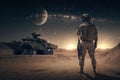 Army soldier in the desert. Military theme. Generative AI