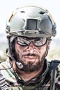 Army soldier, modern combatant shoulder portrait
