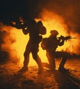 Army soldiers attacking Royalty Free Stock Photo