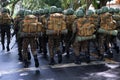 Army soldiers parade with equipment during a tribute to Brazilian Independence Day in the city of Salvador, Bahia