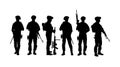 Army soldiers with sniper rifle on duty vector silhouette illustration.