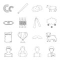 Army, sport, technology and other web icon in outline style. weather, animal husbandry, television icons in set