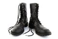 Army style black leather boots Royalty Free Stock Photo