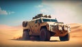 Army SUV offroading in sund desert