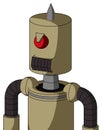 Army-Tan Automaton With Cylinder Head And Dark Tooth Mouth And Angry Cyclops And Spike Tip