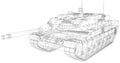 Army tank technical wire-frame. Vector illustration. Tracing illustration of 3d