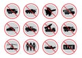 army transport prohibited sign symbol set