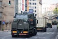 Army vehicles during the military parade on the Belgium National Day