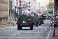 Army vehicles during the military parade on the Belgium National Day