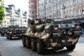 Army vehicles at the parade dedicated to the Independence Day of Ukraine