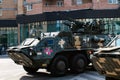 Army vehicles at the parade dedicated to the Independence Day of Ukraine